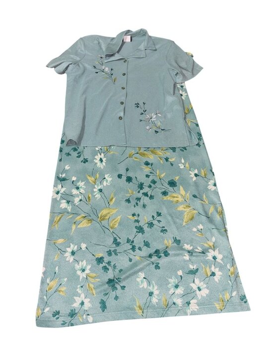 Dresses & Skirts - Southern Lady Large  Dress with Over Blouse Teal Floral